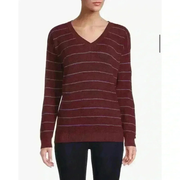 Prana Sweaters - Prana Milani Women's‎ V-Neck Long Sleeve Knit Lightweight Maroon Sweater Large